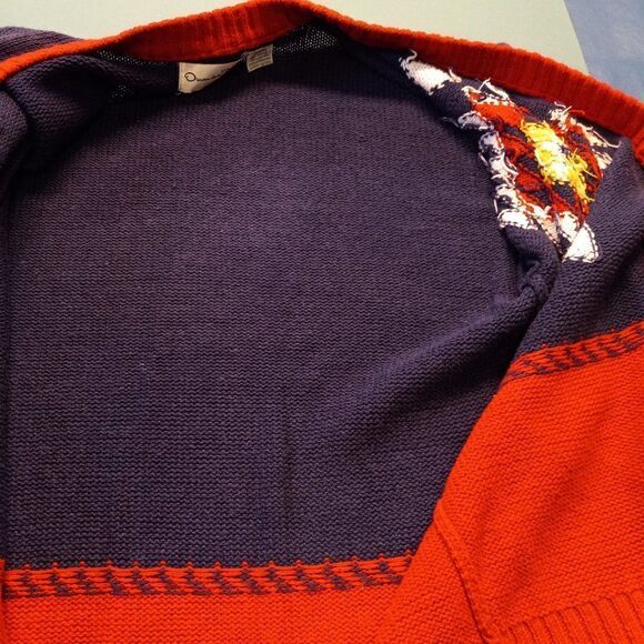 Vintage Oscar de la Renta Sport Blue/Red Southwestern Sweater Cottagecore Chic - Picture 4 of 13